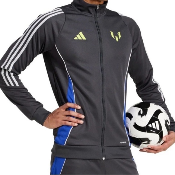adidas Other - Adidas Men's Messi Icon Logo Jacket in Sark Gray and Blue size Small